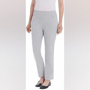 Hilary Radley Light Gray Ankle Length Pants With Smocked Waist